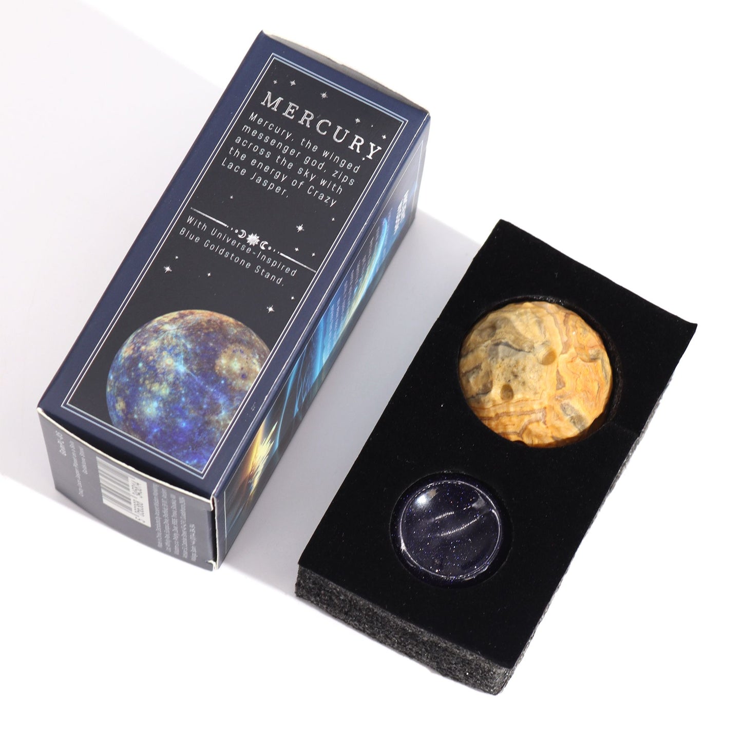 Planète en Jaspe Crazy Lace sur Socle Doré – Sphère Minérale 40mm