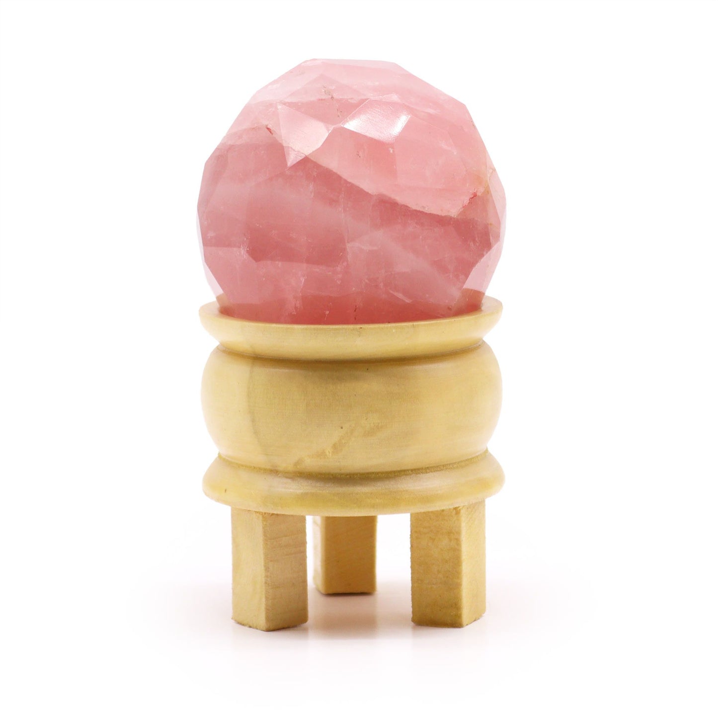 Sphère Facettée en Quartz Rose sur Socle – Pierre Naturelle Décorative