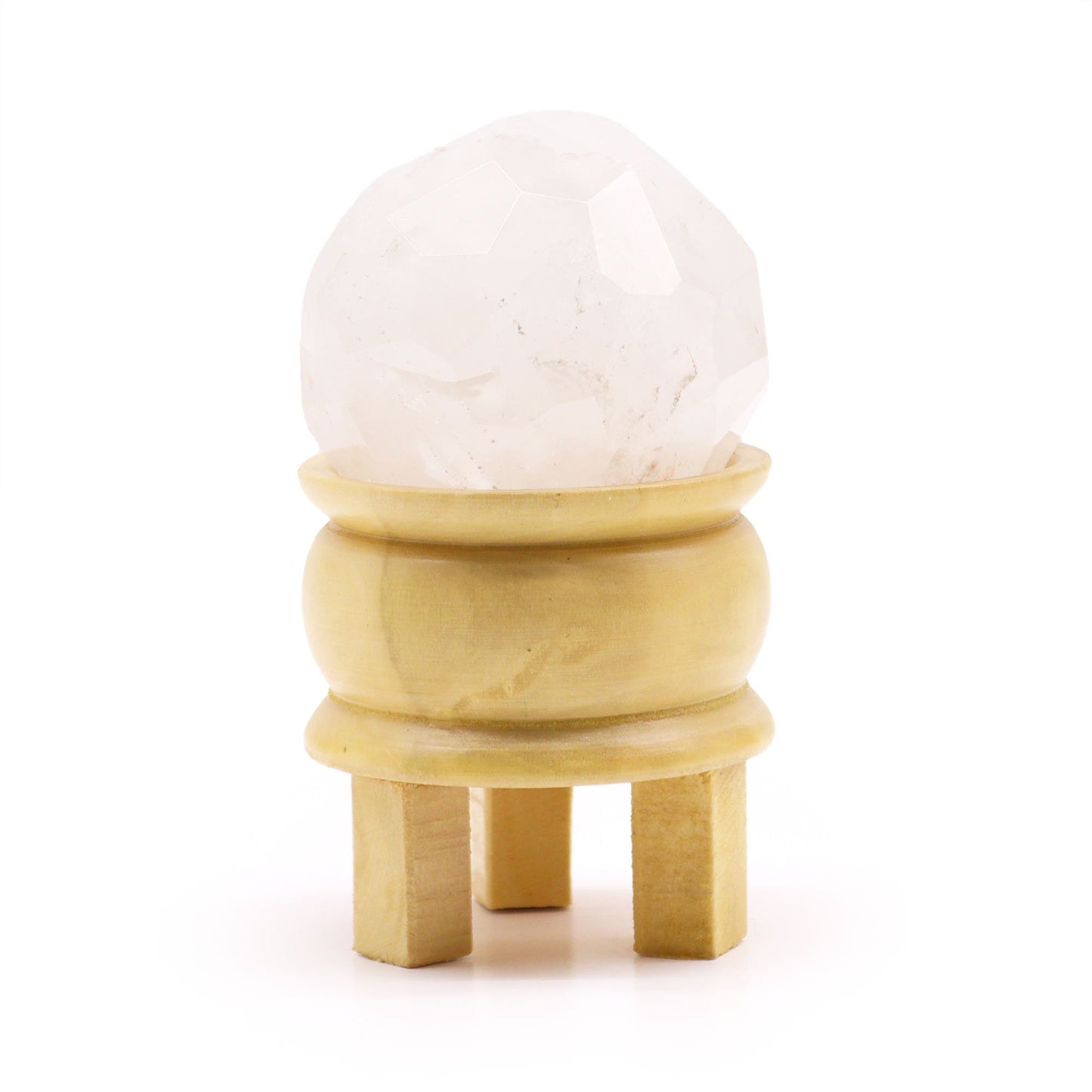Sphère Facettée en Cristal de Roche sur Socle – Pierre Naturelle Décorative