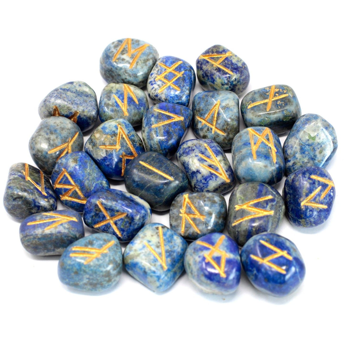 Coffret de Runes en Lapis Lazuli – Pierres Gravées & Pochette